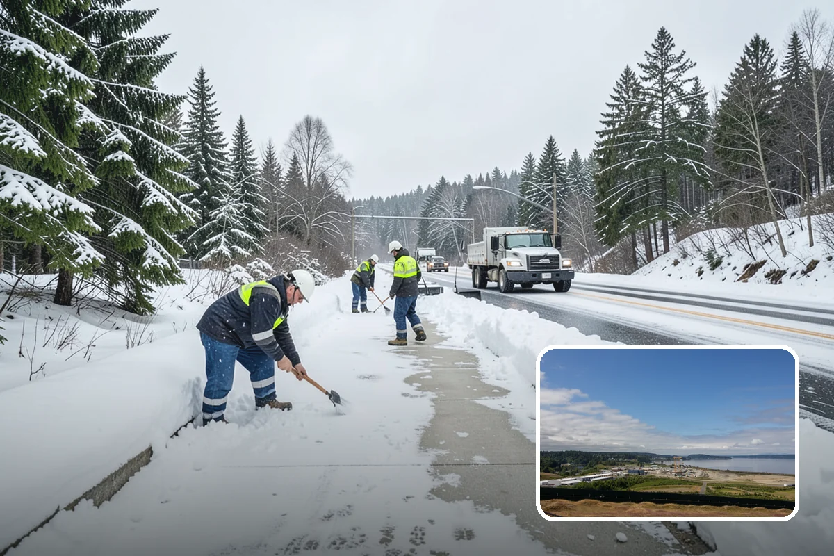 Parking Lot Ice Removal in University Place, Pierce County, WA - Clears layered ice deicer cannot lift