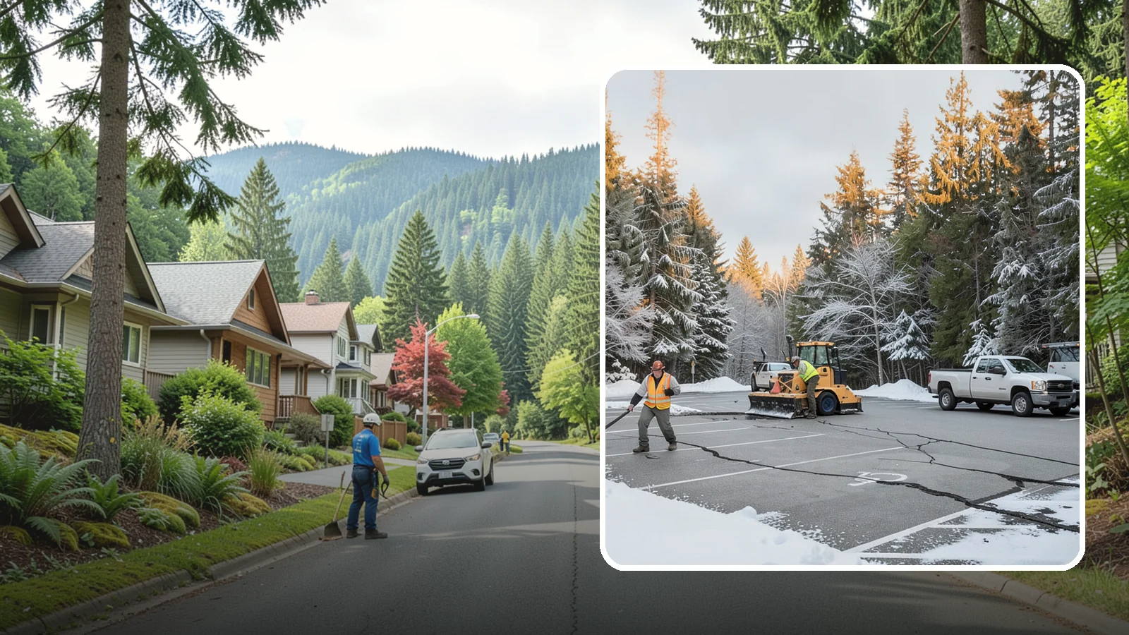 Parking Lot Maintenance in Darrington, Snohomish County, WA - We provide season-long parking lot upkeep that keeps your surface safe through every Western Washington winter event.