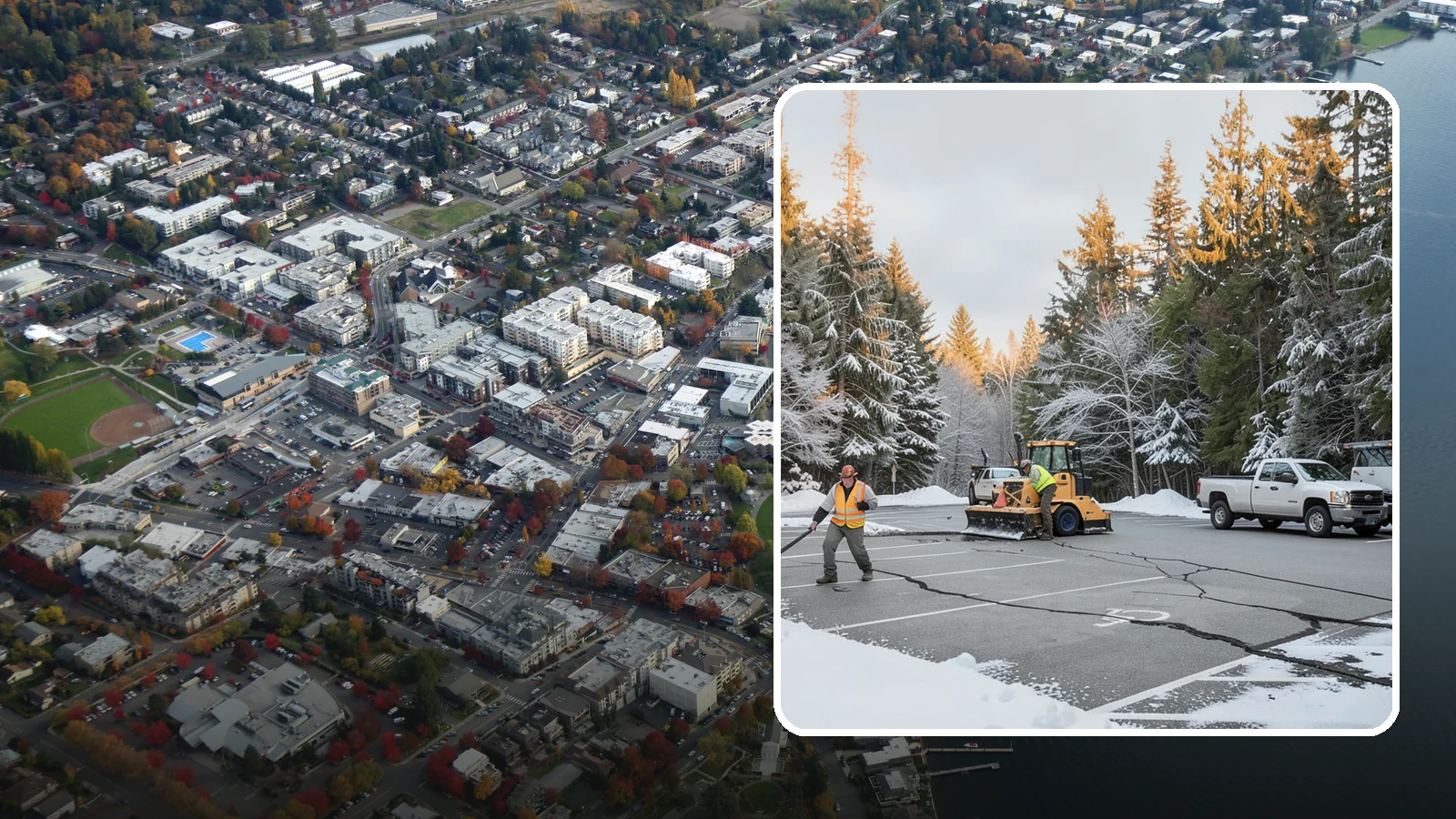 Parking Lot Maintenance in Kirkland, King County, WA - We provide season-long parking lot upkeep that keeps your surface safe through every Western Washington winter event.