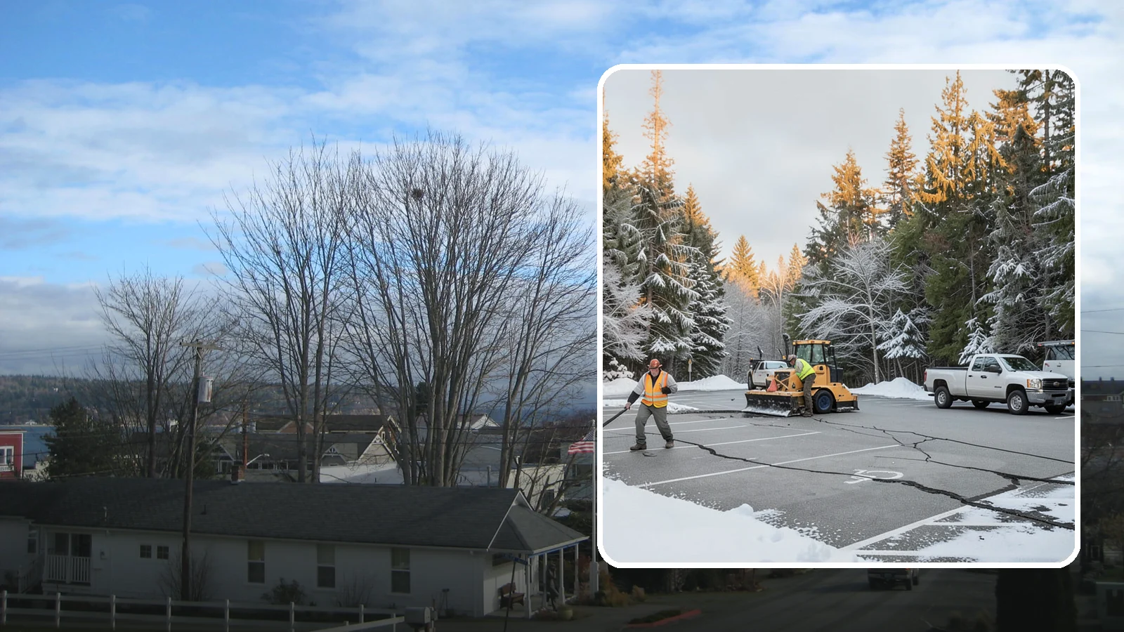 Parking Lot Maintenance in Langley, Island County, WA - We provide season-long parking lot upkeep that keeps your surface safe through every Western Washington winter event.
