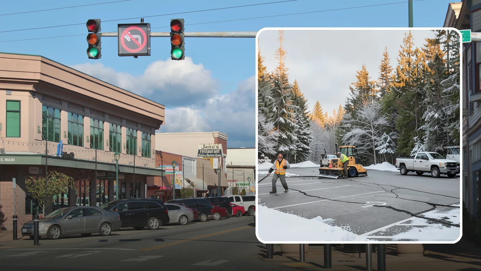 Parking Lot Maintenance in Monroe, Snohomish County, WA - We provide season-long parking lot upkeep that keeps your surface safe through every Western Washington winter event.