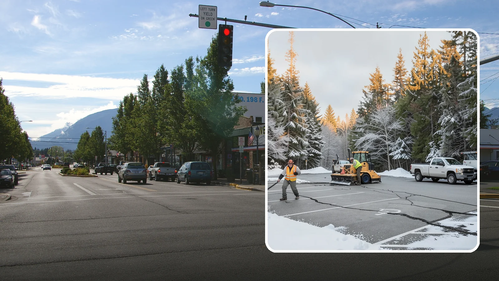 Parking Lot Maintenance in North Bend, King County, WA - We provide season-long parking lot upkeep that keeps your surface safe through every Western Washington winter event.