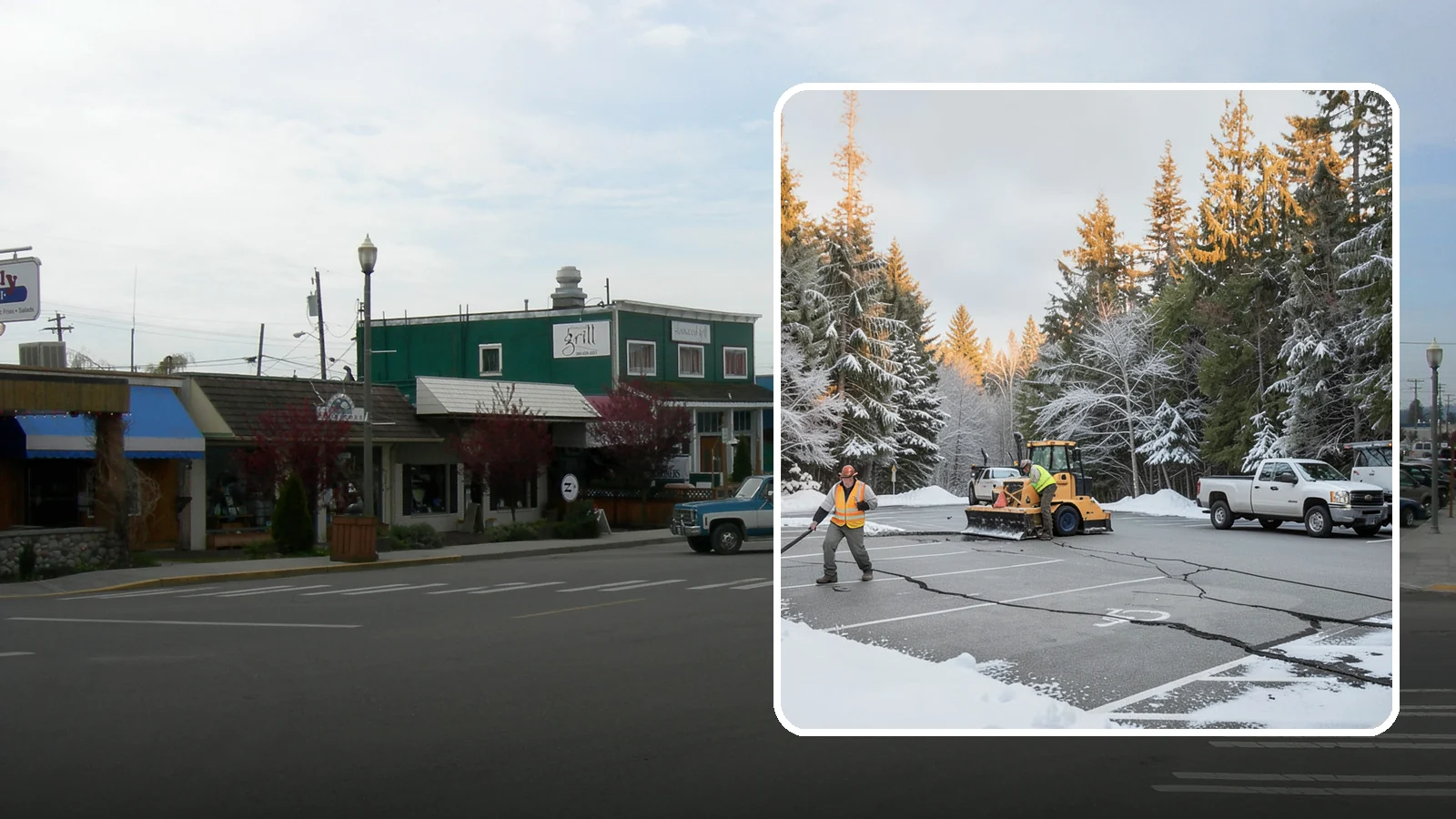 Parking Lot Maintenance in Stanwood, Snohomish County, WA - We provide season-long parking lot upkeep that keeps your surface safe through every Western Washington winter event.