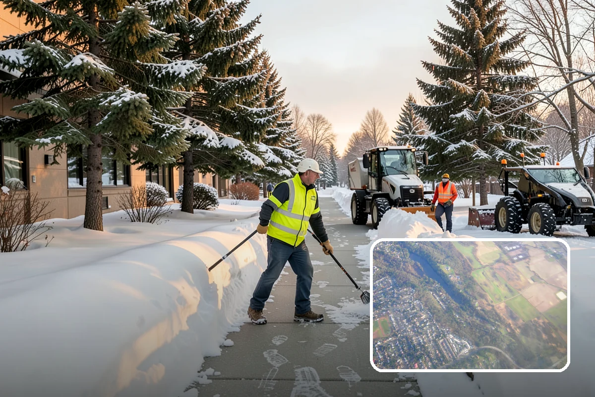 Parking Lot Plowing in Algona, King County, WA - Full-lot clearing before opening hours