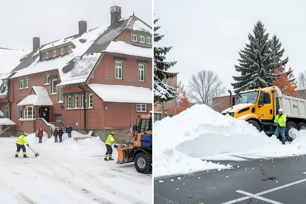 Parking Lot Plowing in Arlington, Snohomish County, WA - We map your lot and set snow-stacking corners during a pre-season site walk