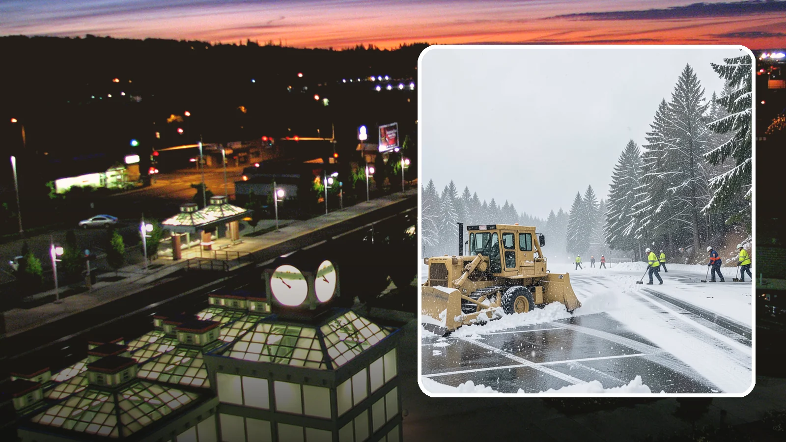 Parking Lot Plowing in Auburn, King County, WA - When a Puget Sound cold snap drops several inches overnight, our plows clear your entire lot before the morning rush.
