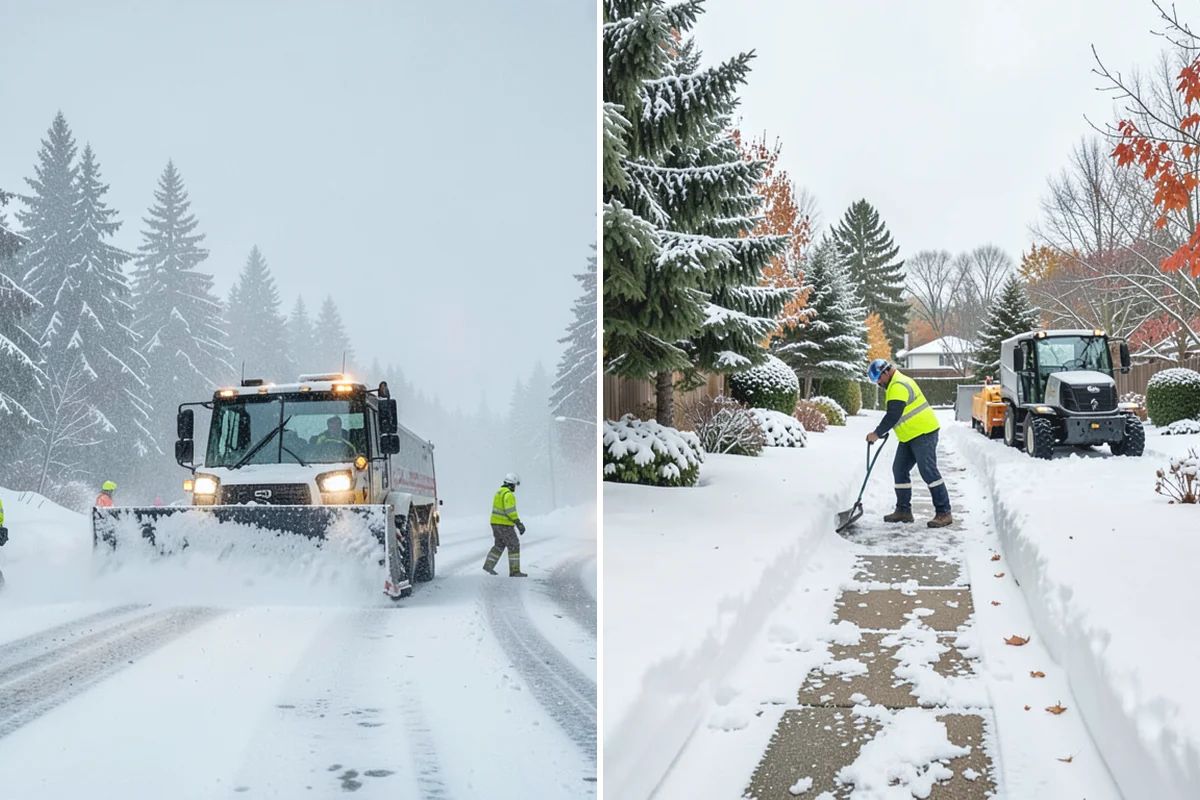 Parking Lot Plowing in Auburn, King County, WA - We map your lot and set snow-stacking corners during a pre-season site walk