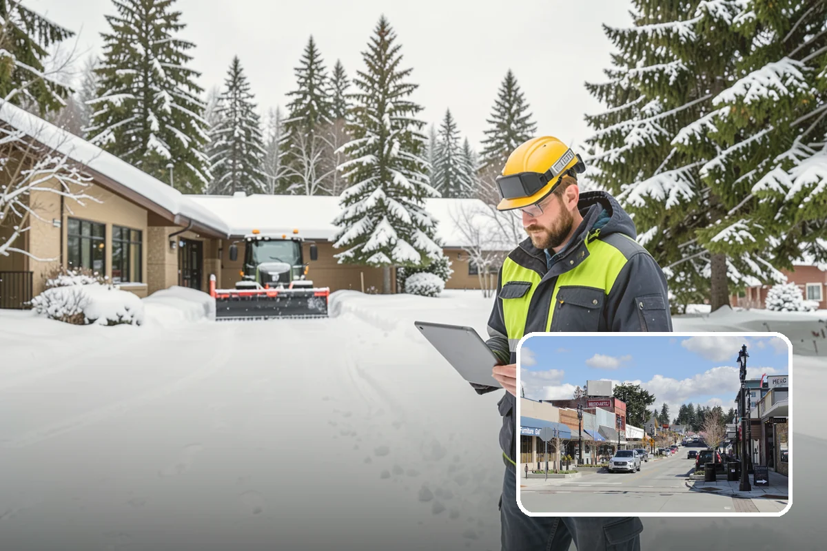 Parking Lot Plowing in Bothell, King County, WA - Full-lot clearing before opening hours