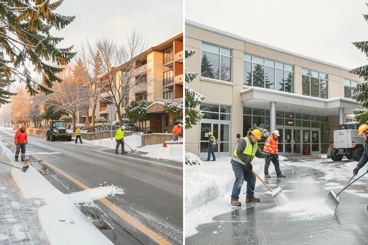 Parking Lot Plowing in Bothell, King County, WA - We map your lot and set snow-stacking corners during a pre-season site walk