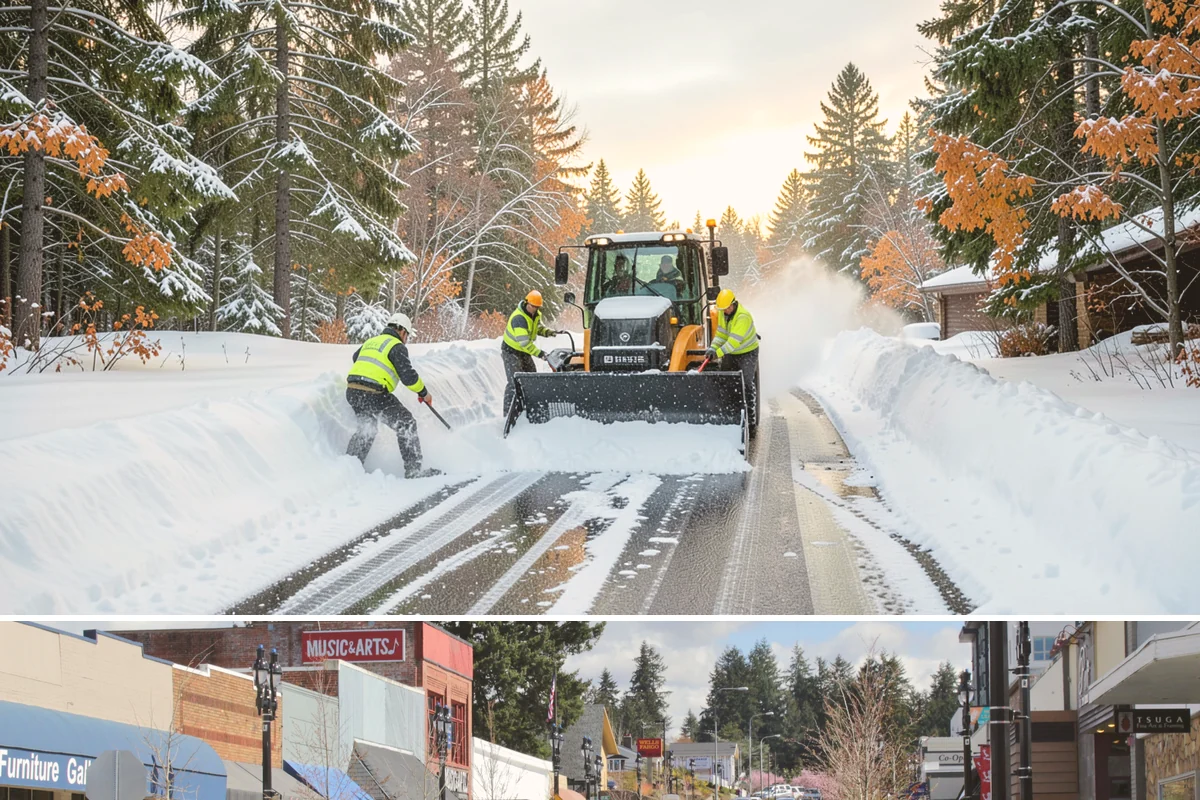 Parking Lot Plowing in Bothell, King County, WA - Book plowing before the November-through-February window when lowland Arctic outbreaks are most likely.