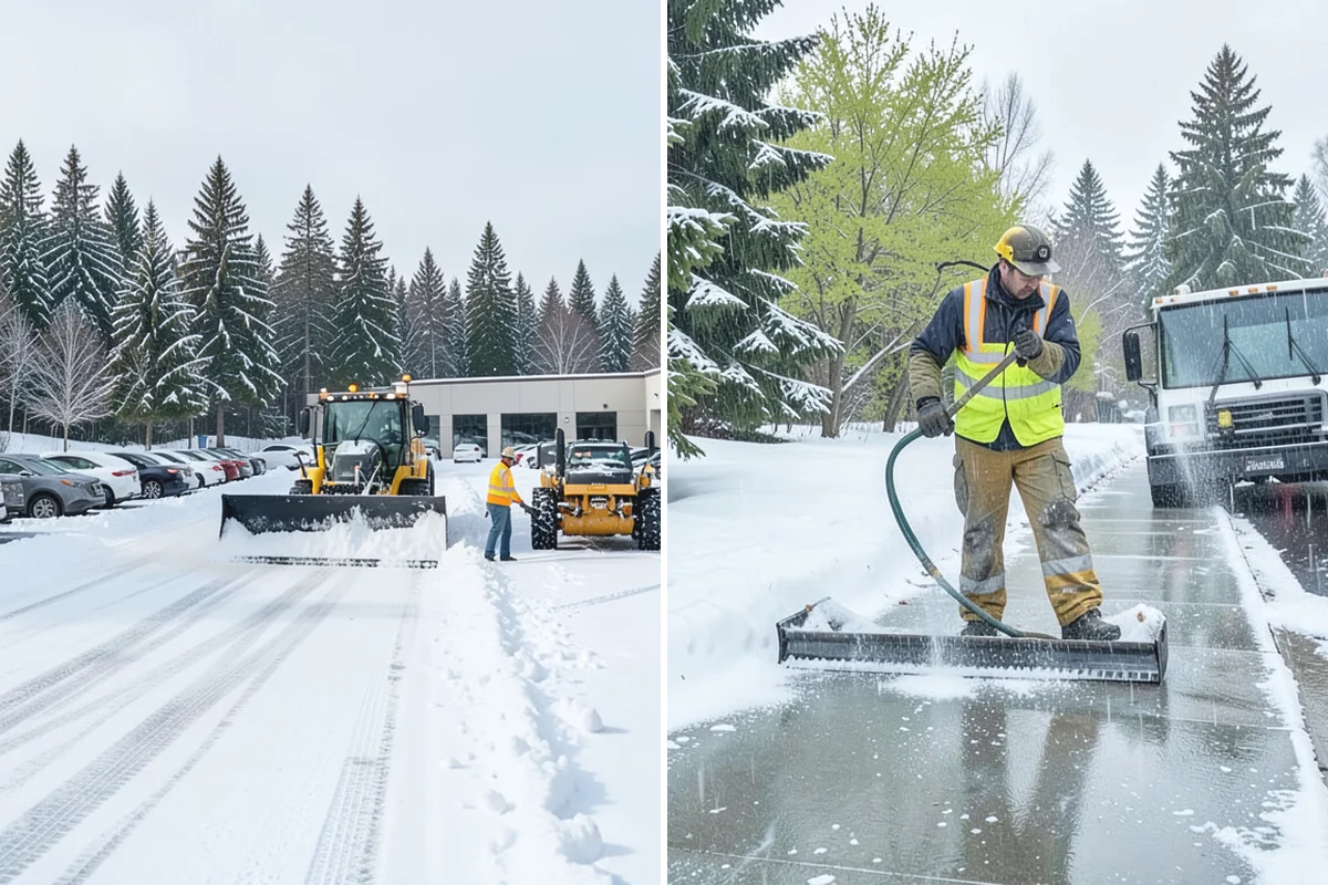 Parking Lot Plowing in Buckley, Pierce County, WA - We map your lot and set snow-stacking corners during a pre-season site walk