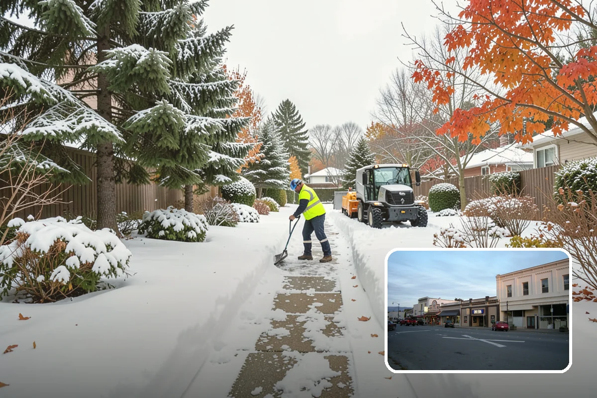 Parking Lot Plowing in Burlington, Skagit County, WA - Full-lot clearing before opening hours