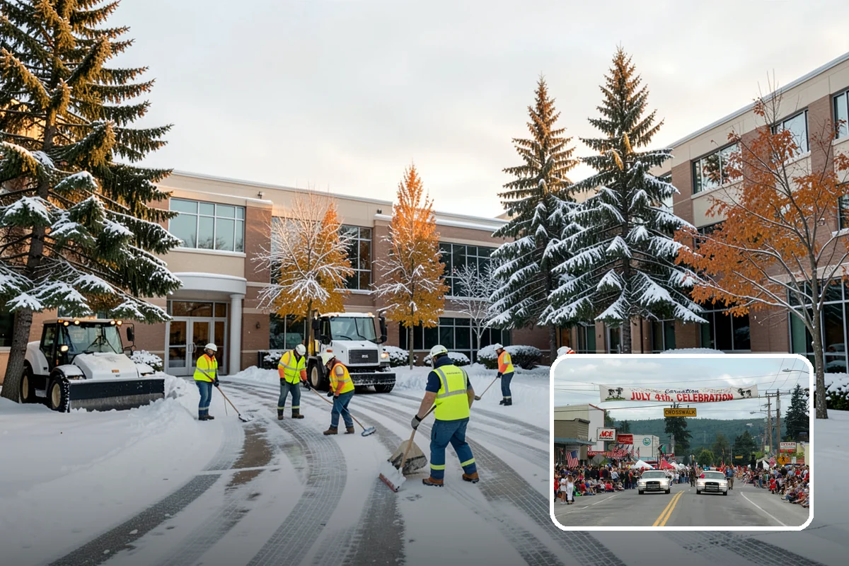 Parking Lot Plowing in Carnation, King County, WA - Full-lot clearing before opening hours