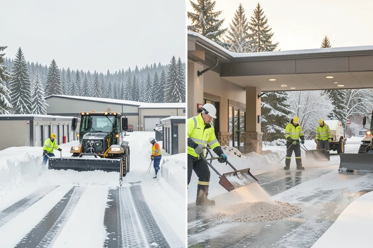 Parking Lot Plowing in Carnation, King County, WA - We map your lot and set snow-stacking corners during a pre-season site walk
