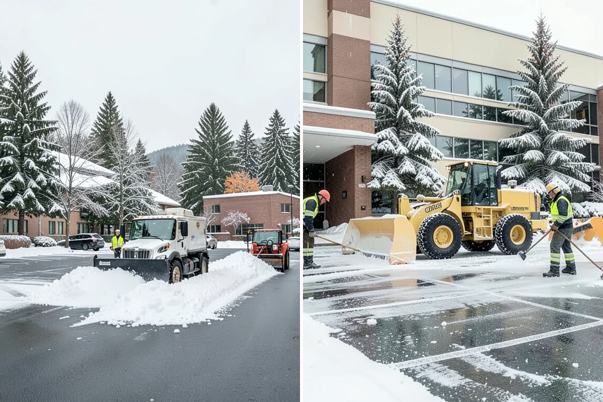 Parking Lot Plowing in Concrete, Skagit County, WA - We map your lot and set snow-stacking corners during a pre-season site walk
