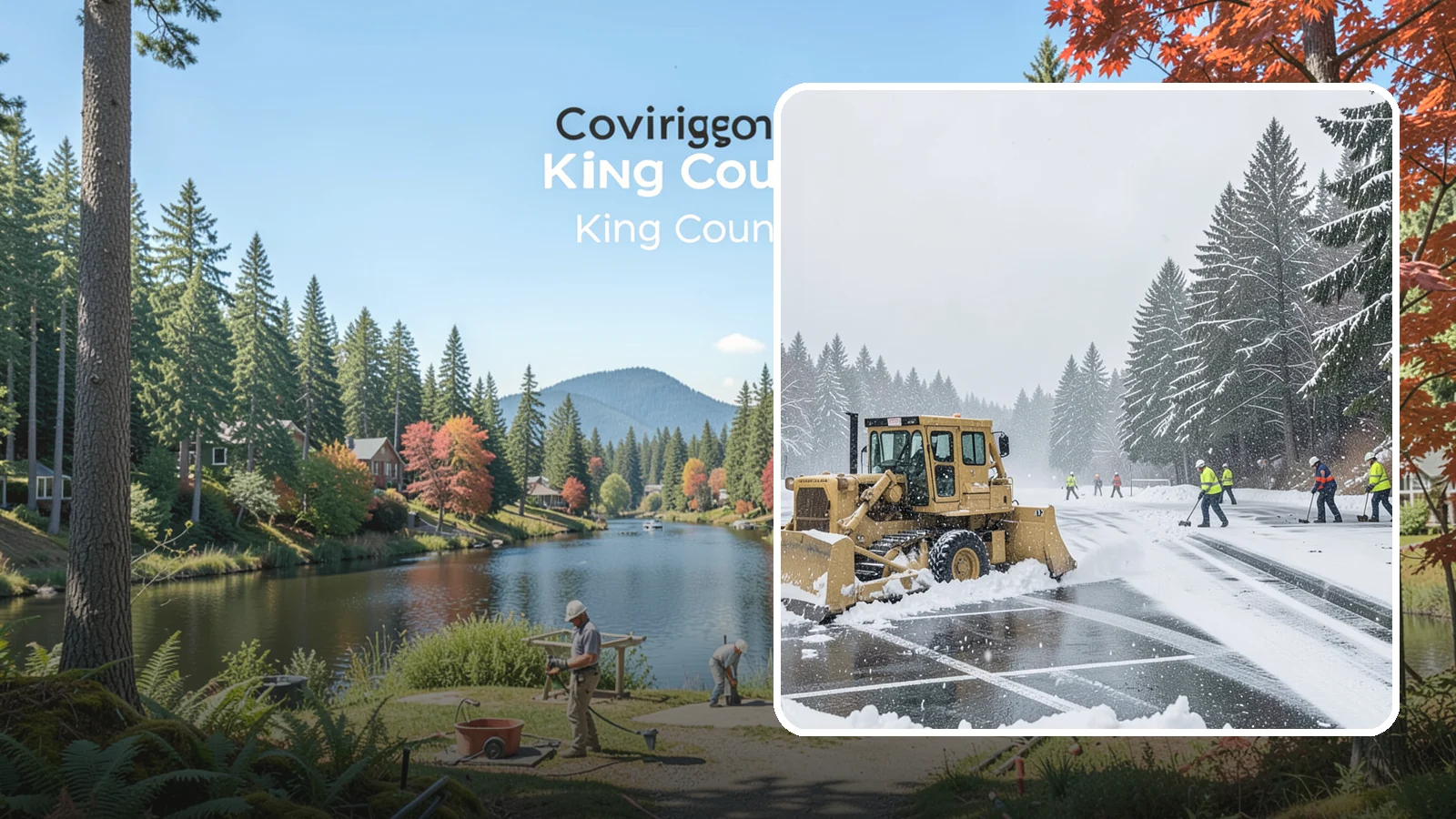 Parking Lot Plowing in Covington, King County, WA - When a Puget Sound cold snap drops several inches overnight, our plows clear your entire lot before the morning rush.