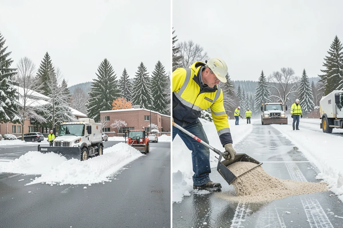 Parking Lot Plowing in Covington, King County, WA - We map your lot and set snow-stacking corners during a pre-season site walk