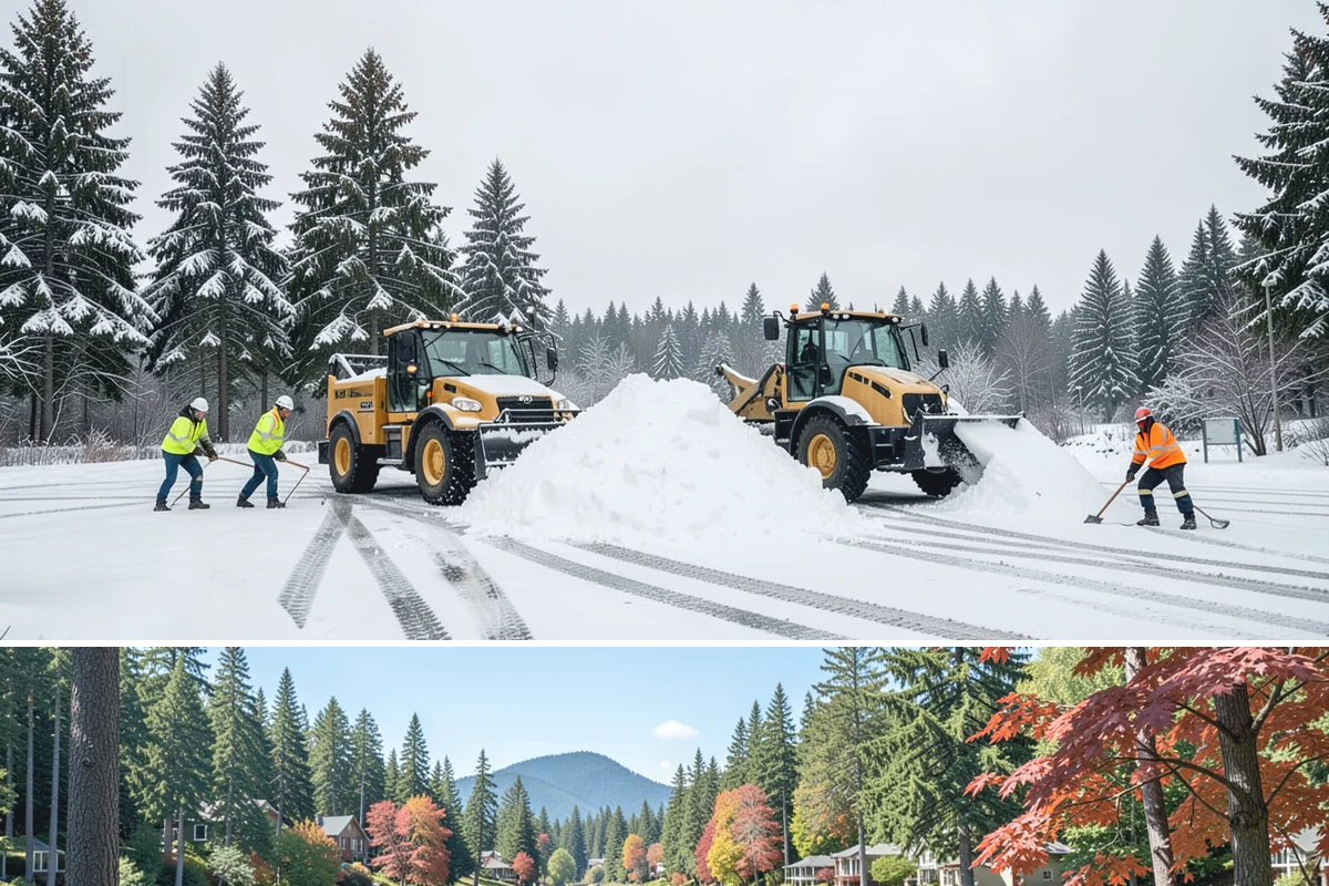 Parking Lot Plowing in Covington, King County, WA - Book plowing before the November-through-February window when lowland Arctic outbreaks are most likely.