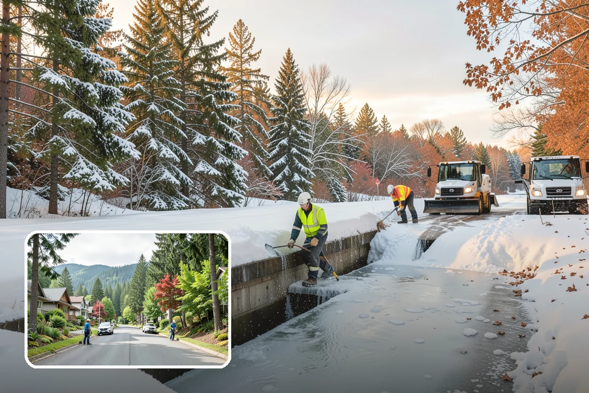 Parking Lot Plowing in Darrington, Snohomish County, WA - Full-lot clearing before opening hours