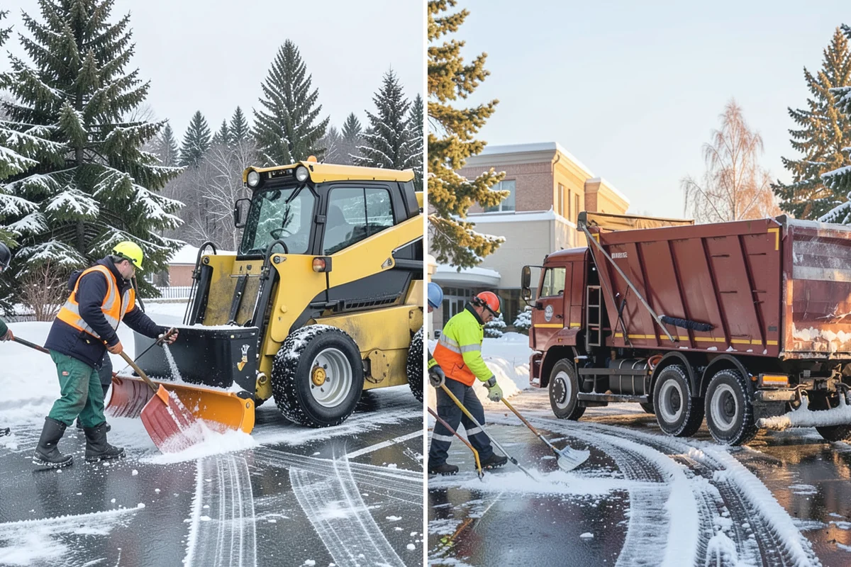 Parking Lot Plowing in Darrington, Snohomish County, WA - We map your lot and set snow-stacking corners during a pre-season site walk
