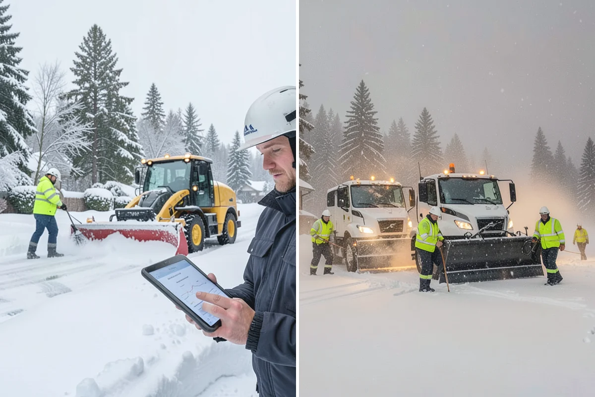 Parking Lot Plowing in Des Moines, King County, WA - We map your lot and set snow-stacking corners during a pre-season site walk