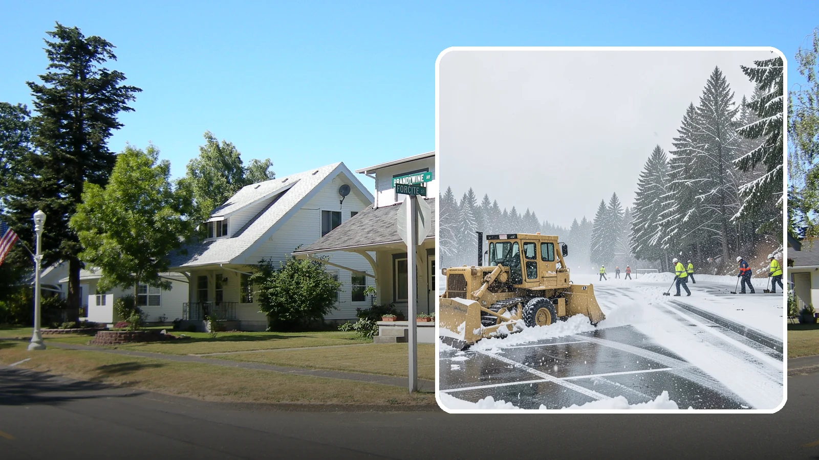 Parking Lot Plowing in DuPont, Pierce County, WA - When a Puget Sound cold snap drops several inches overnight, our plows clear your entire lot before the morning rush.