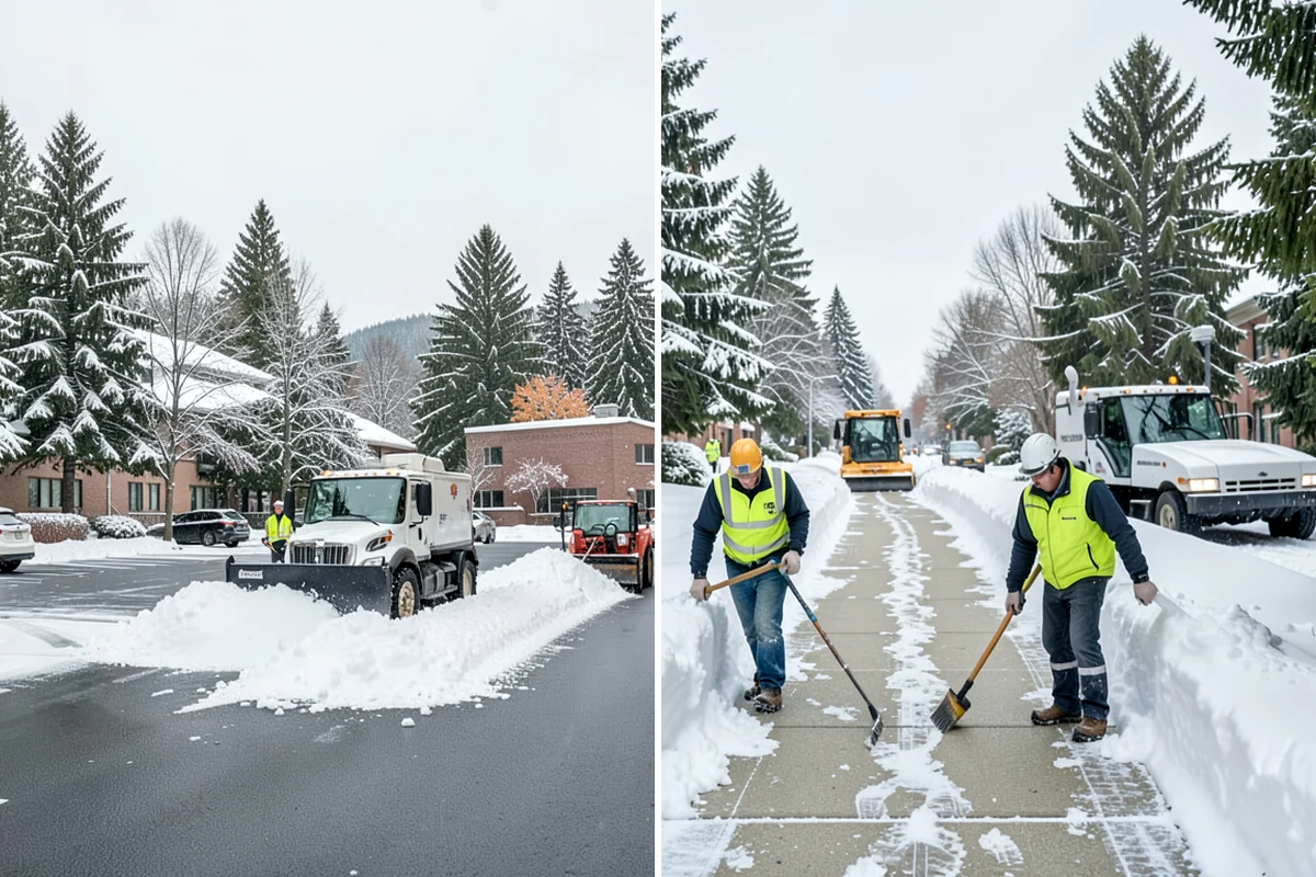 Parking Lot Plowing in DuPont, Pierce County, WA - We map your lot and set snow-stacking corners during a pre-season site walk