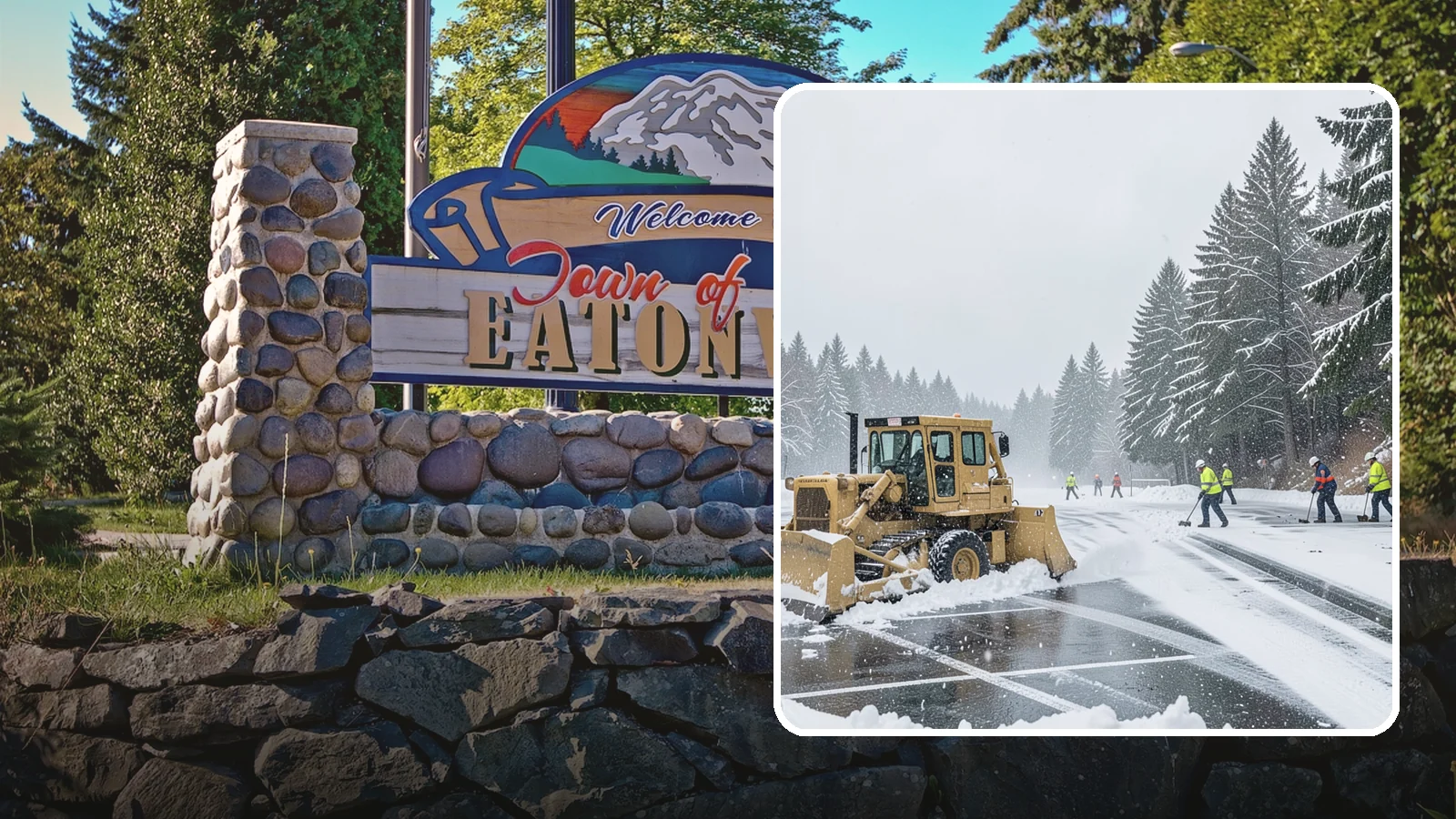 Parking Lot Plowing in Eatonville, Pierce County, WA - When a Puget Sound cold snap drops several inches overnight, our plows clear your entire lot before the morning rush.