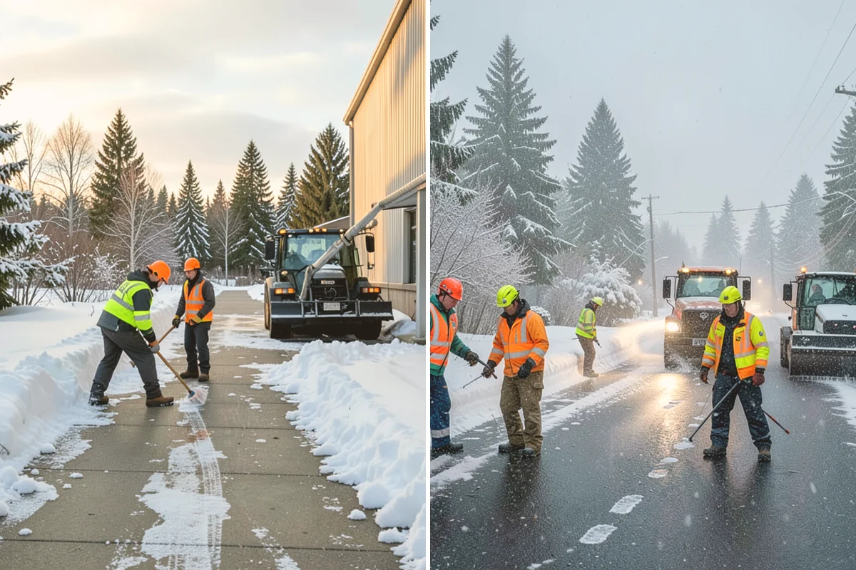 Parking Lot Plowing in Eatonville, Pierce County, WA - We map your lot and set snow-stacking corners during a pre-season site walk