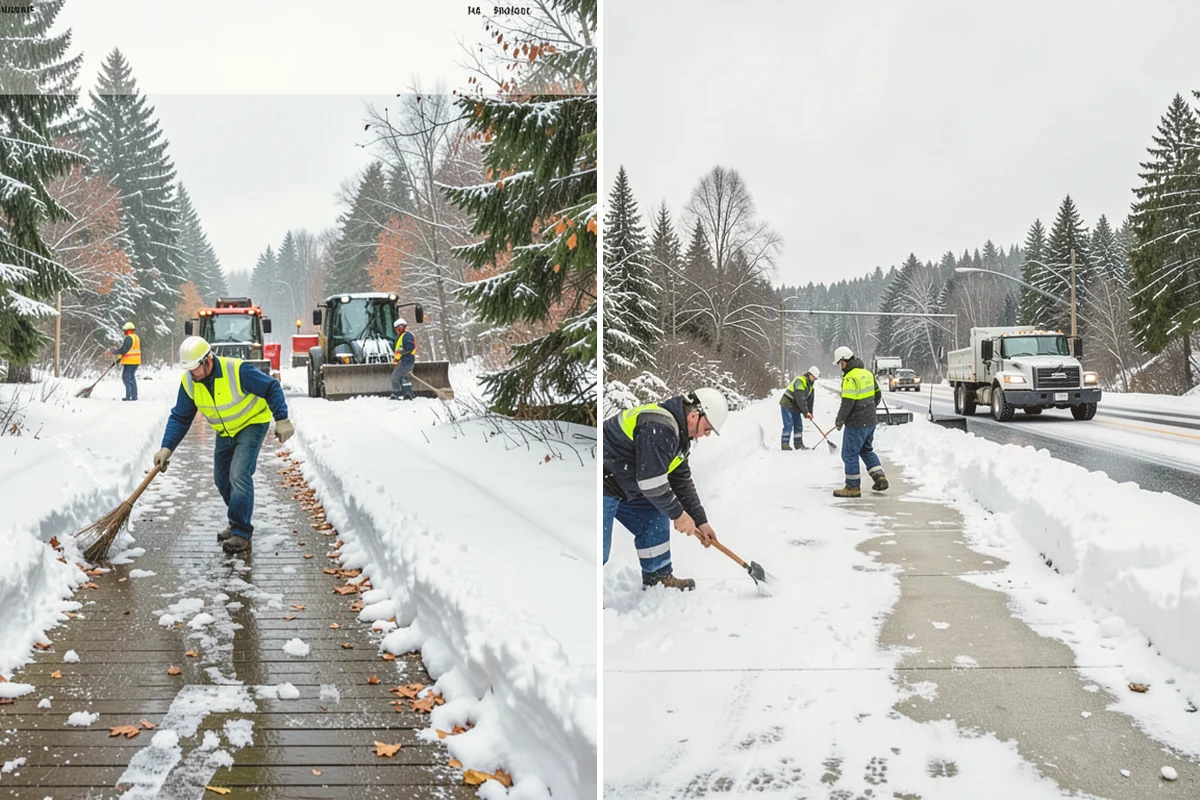 Parking Lot Plowing in Edmonds, Snohomish County, WA - We map your lot and set snow-stacking corners during a pre-season site walk