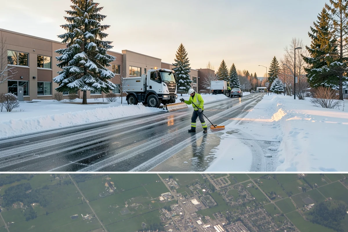 Parking Lot Plowing in Enumclaw, King County, WA - Book plowing before the November-through-February window when lowland Arctic outbreaks are most likely.