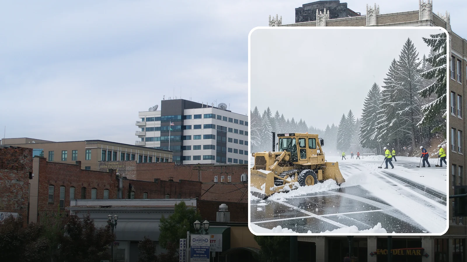 Parking Lot Plowing in Everett, Snohomish County, WA - When a Puget Sound cold snap drops several inches overnight, our plows clear your entire lot before the morning rush.