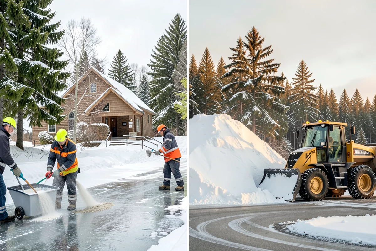 Parking Lot Plowing in Everett, Snohomish County, WA - We map your lot and set snow-stacking corners during a pre-season site walk