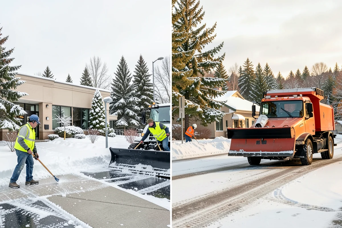 Parking Lot Plowing in Fircrest, Pierce County, WA - We map your lot and set snow-stacking corners during a pre-season site walk