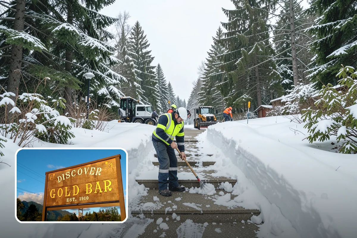 Parking Lot Plowing in Gold Bar, Snohomish County, WA - Full-lot clearing before opening hours