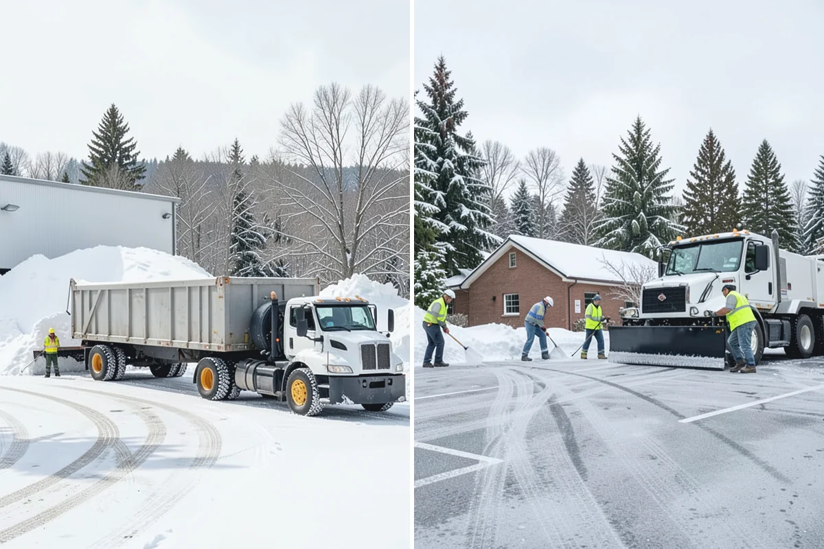 Parking Lot Plowing in Gold Bar, Snohomish County, WA - We map your lot and set snow-stacking corners during a pre-season site walk