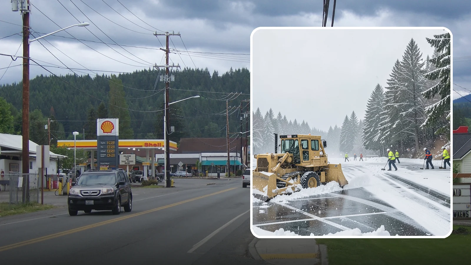 Parking Lot Plowing in Granite Falls, Snohomish County, WA - When a Puget Sound cold snap drops several inches overnight, our plows clear your entire lot before the morning rush.