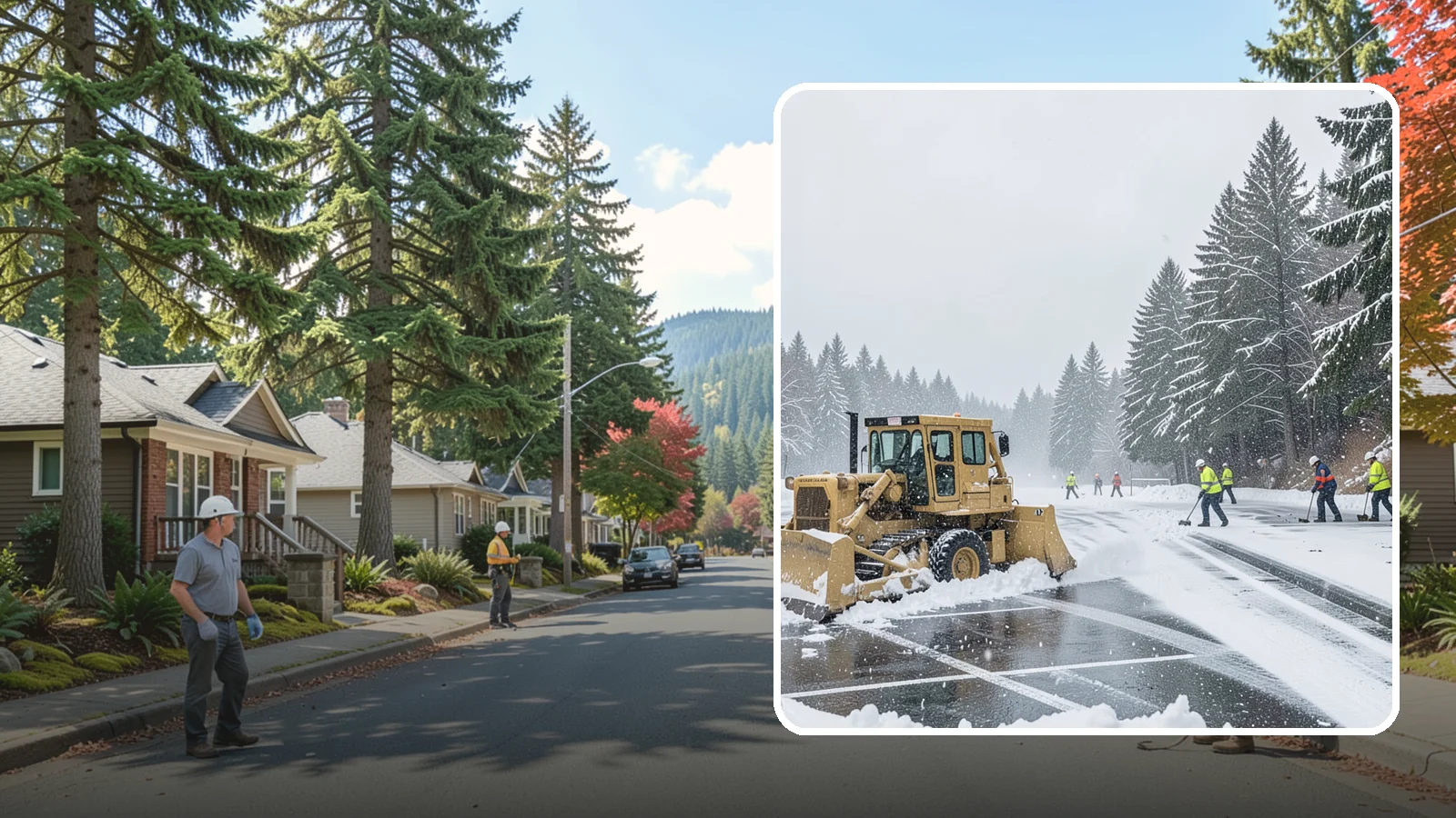 Parking Lot Plowing in Hunts Point, King County, WA - When a Puget Sound cold snap drops several inches overnight, our plows clear your entire lot before the morning rush.