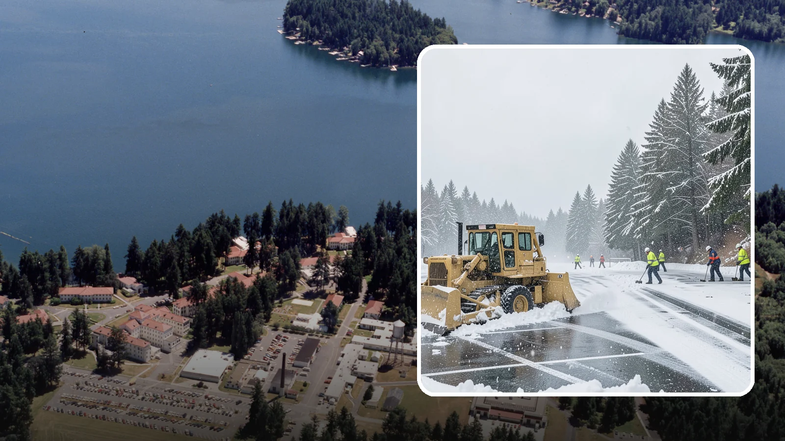 Parking Lot Plowing in Lakewood, Pierce County, WA - When a Puget Sound cold snap drops several inches overnight, our plows clear your entire lot before the morning rush.