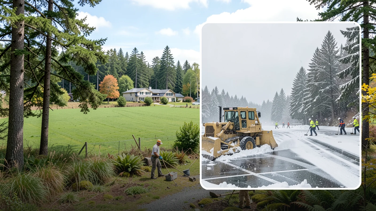 Parking Lot Plowing in Lyman, Skagit County, WA - When a Puget Sound cold snap drops several inches overnight, our plows clear your entire lot before the morning rush.