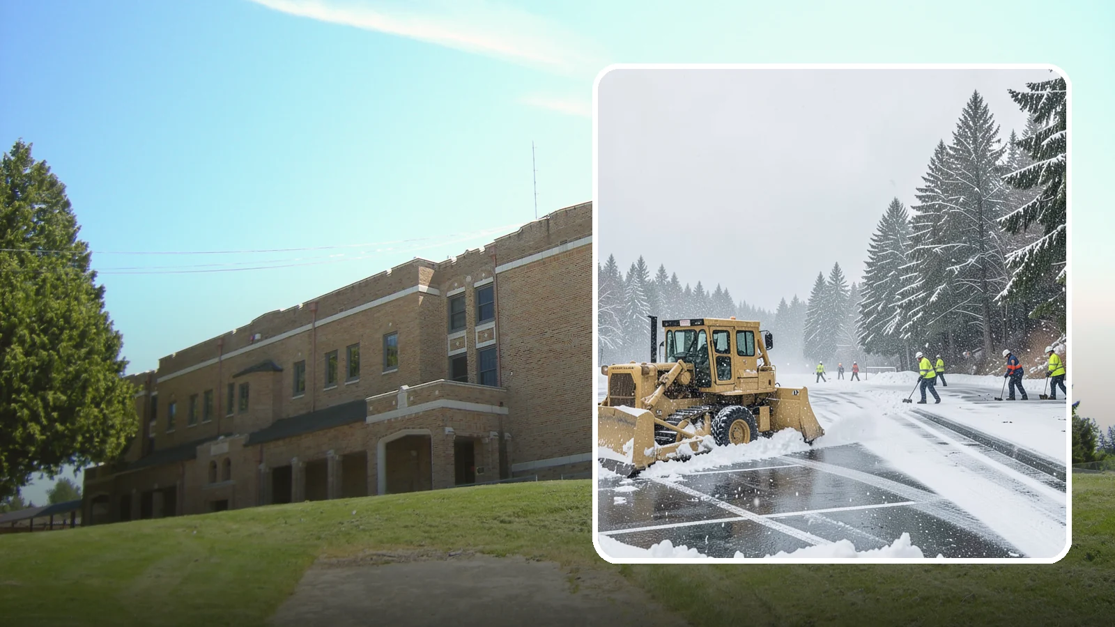 Parking Lot Plowing in Maple Valley, King County, WA - When a Puget Sound cold snap drops several inches overnight, our plows clear your entire lot before the morning rush.