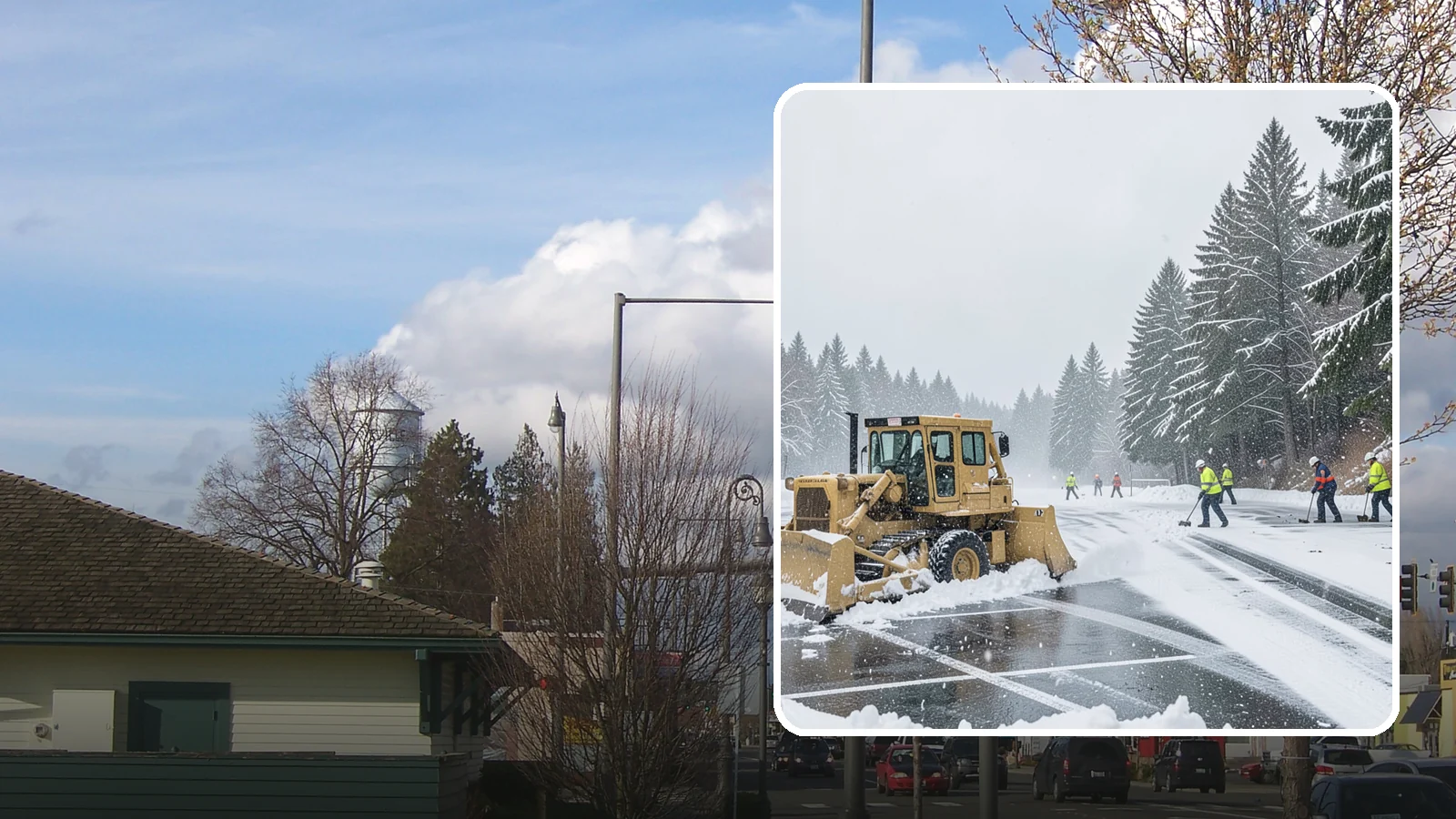 Parking Lot Plowing in Marysville, Snohomish County, WA - When a Puget Sound cold snap drops several inches overnight, our plows clear your entire lot before the morning rush.