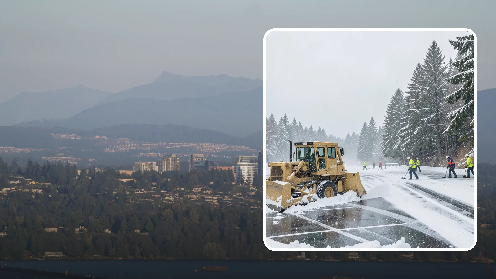 Parking Lot Plowing in Medina, King County, WA - When a Puget Sound cold snap drops several inches overnight, our plows clear your entire lot before the morning rush.