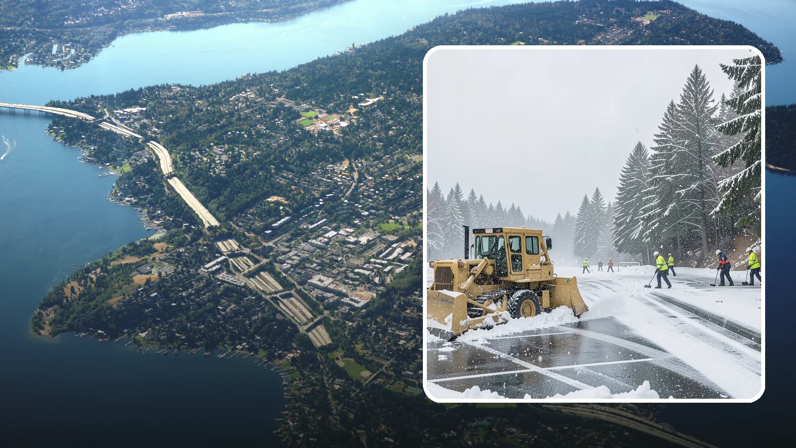 Parking Lot Plowing in Mercer Island, King County, WA - When a Puget Sound cold snap drops several inches overnight, our plows clear your entire lot before the morning rush.