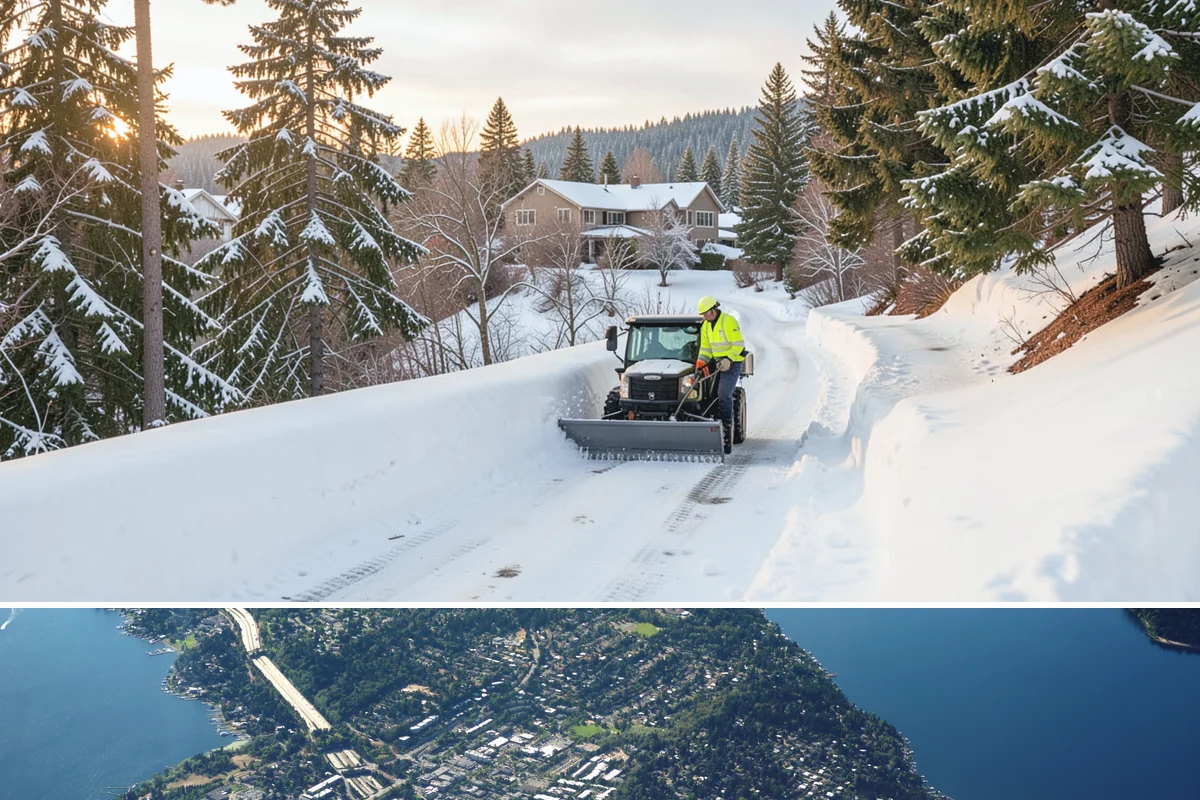Parking Lot Plowing in Mercer Island, King County, WA - Book plowing before the November-through-February window when lowland Arctic outbreaks are most likely.