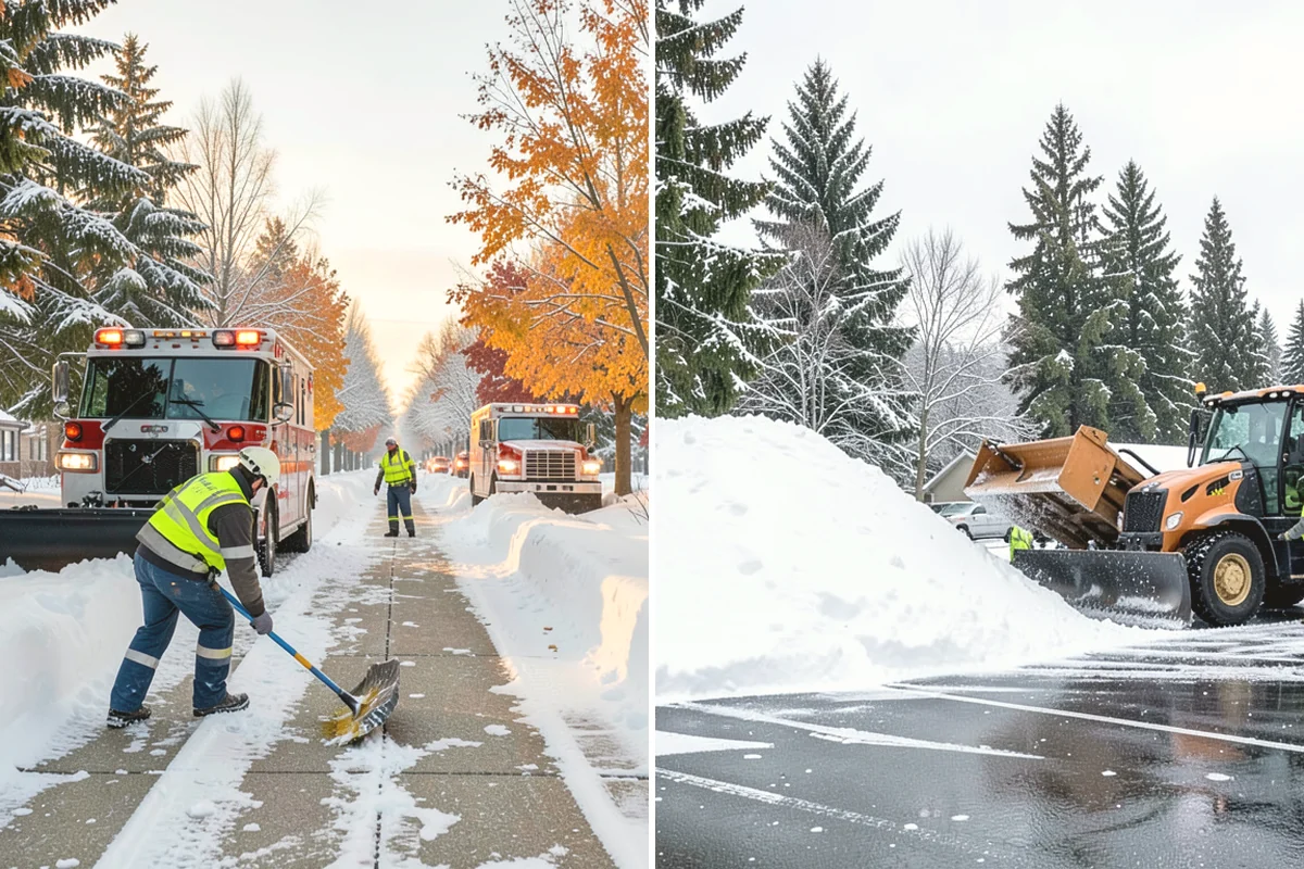 Parking Lot Plowing in Mill Creek, Snohomish County, WA - We map your lot and set snow-stacking corners during a pre-season site walk