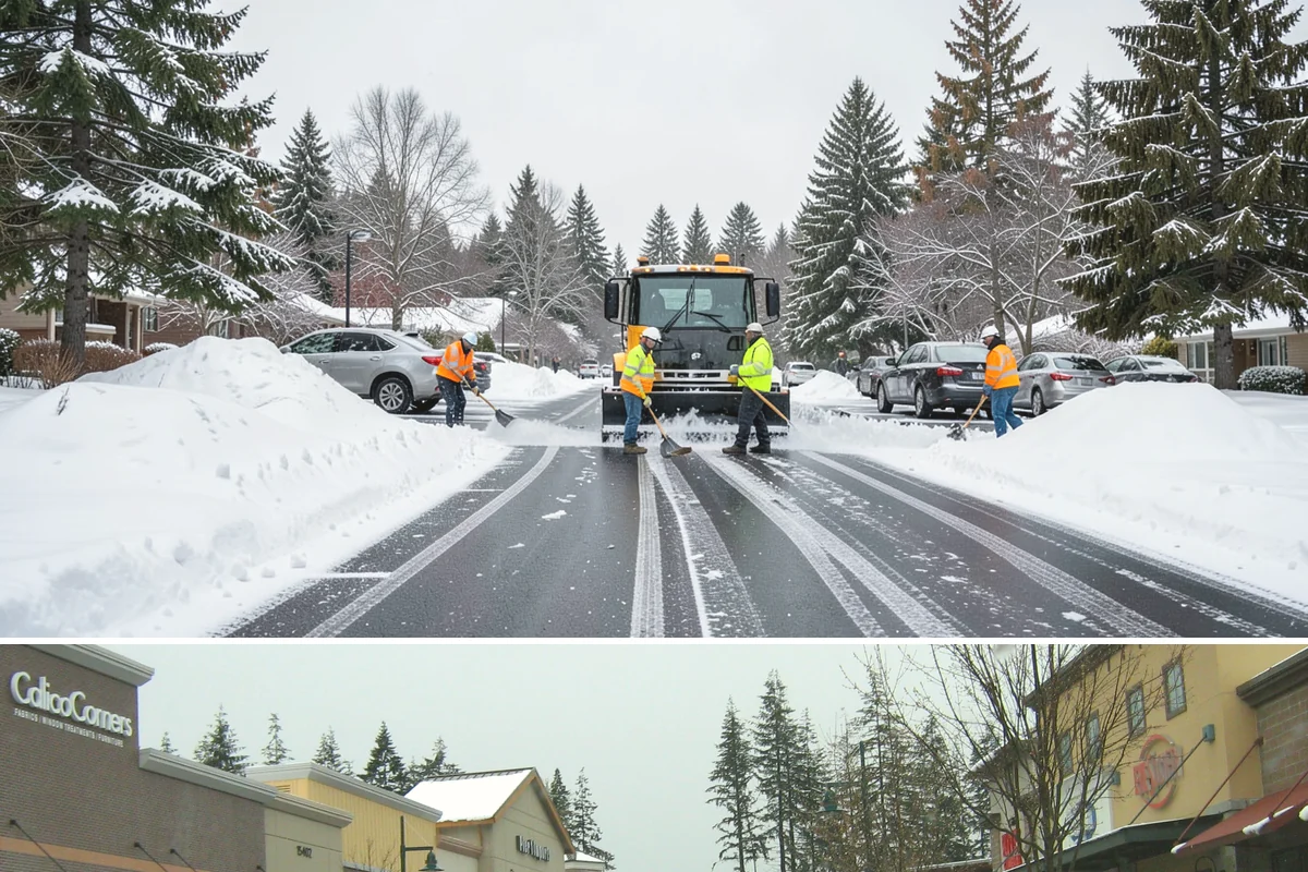 Parking Lot Plowing in Mill Creek, Snohomish County, WA - Book plowing before the November-through-February window when lowland Arctic outbreaks are most likely.