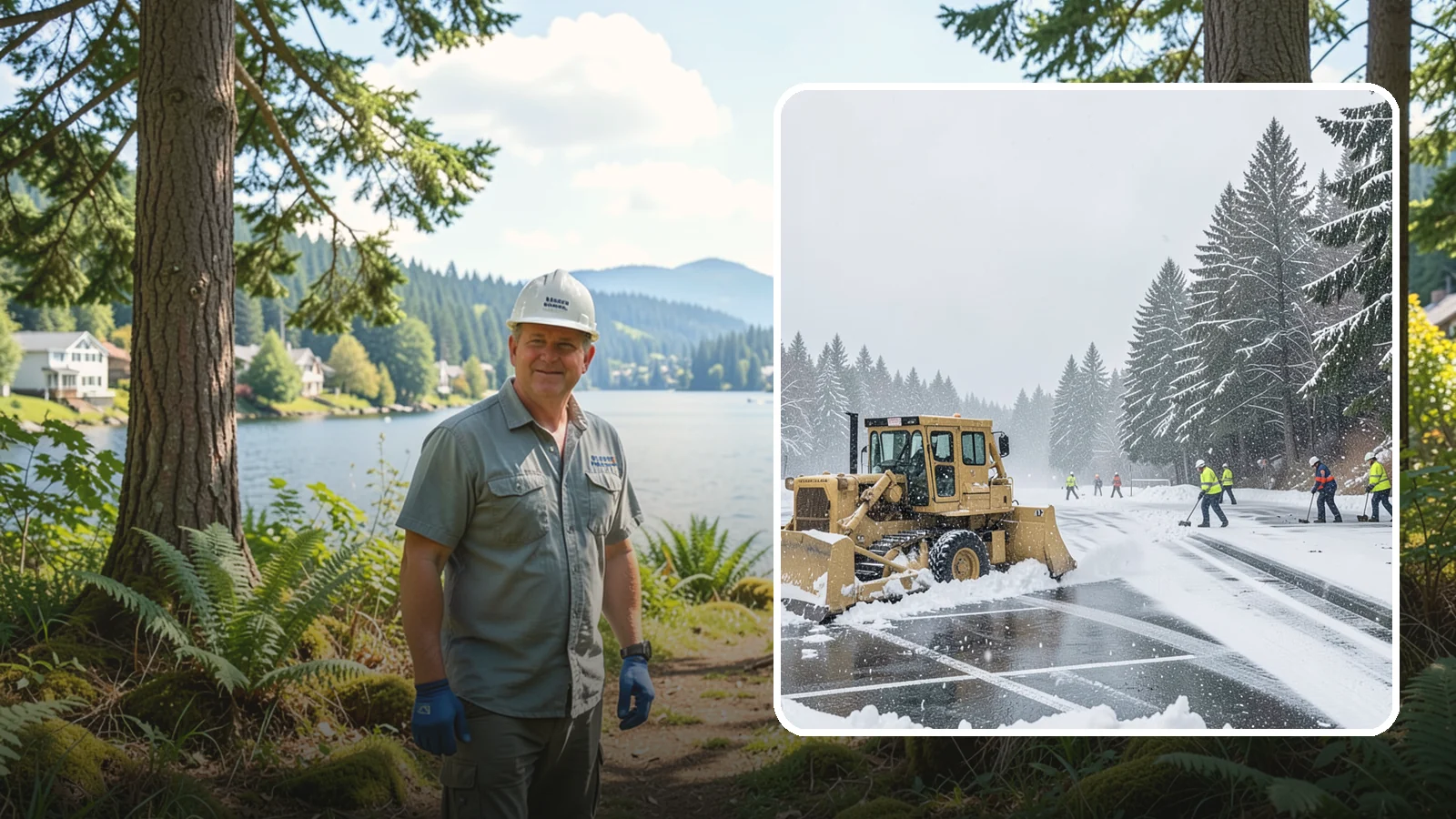 Parking Lot Plowing in Milton, King County, WA - When a Puget Sound cold snap drops several inches overnight, our plows clear your entire lot before the morning rush.