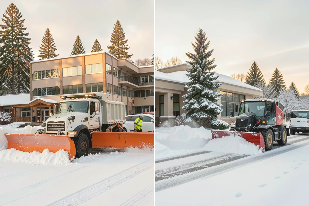 Parking Lot Plowing in Monroe, Snohomish County, WA - We map your lot and set snow-stacking corners during a pre-season site walk