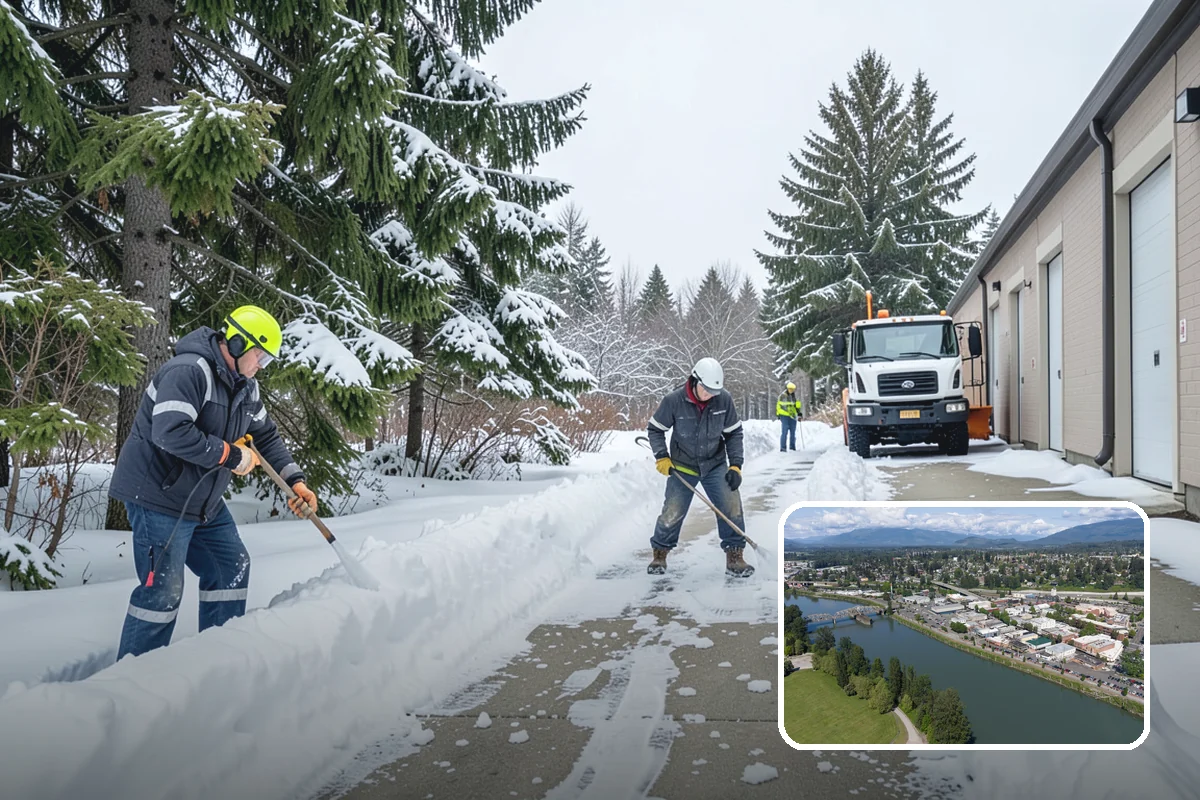 Parking Lot Plowing in Mount Vernon, Skagit County, WA - Full-lot clearing before opening hours
